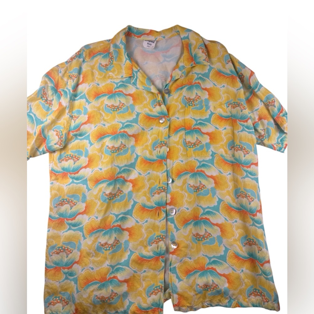 Kulani Kinis Yellow, Teal & Orange Floral Top